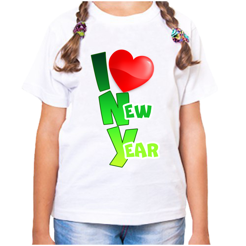 

Футболка девочке белая 30 р-р I love new year, Белый, fdd_i_love_new_year