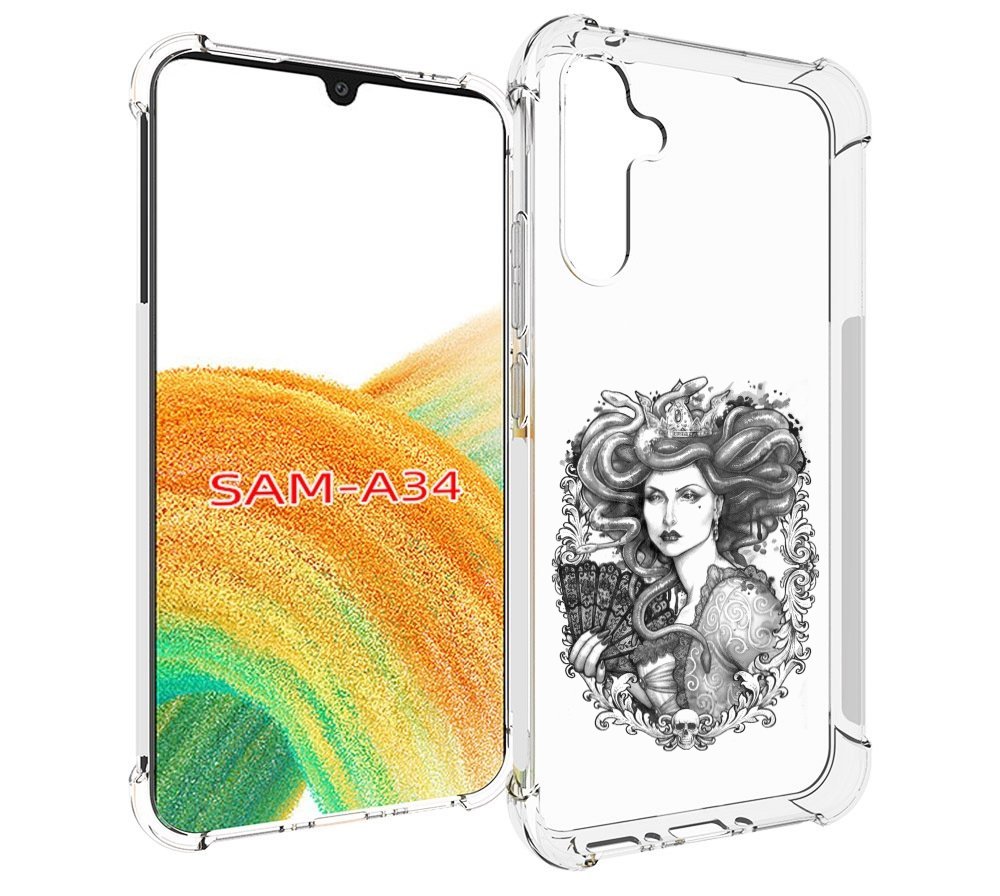 

Чехол MyPads медуза черно белый для Samsung Galaxy A34, Tocco
