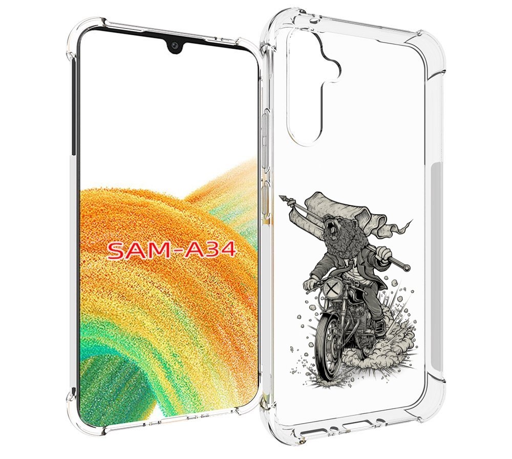 

Чехол MyPads медведь на мотоцикле для Samsung Galaxy A34, Tocco