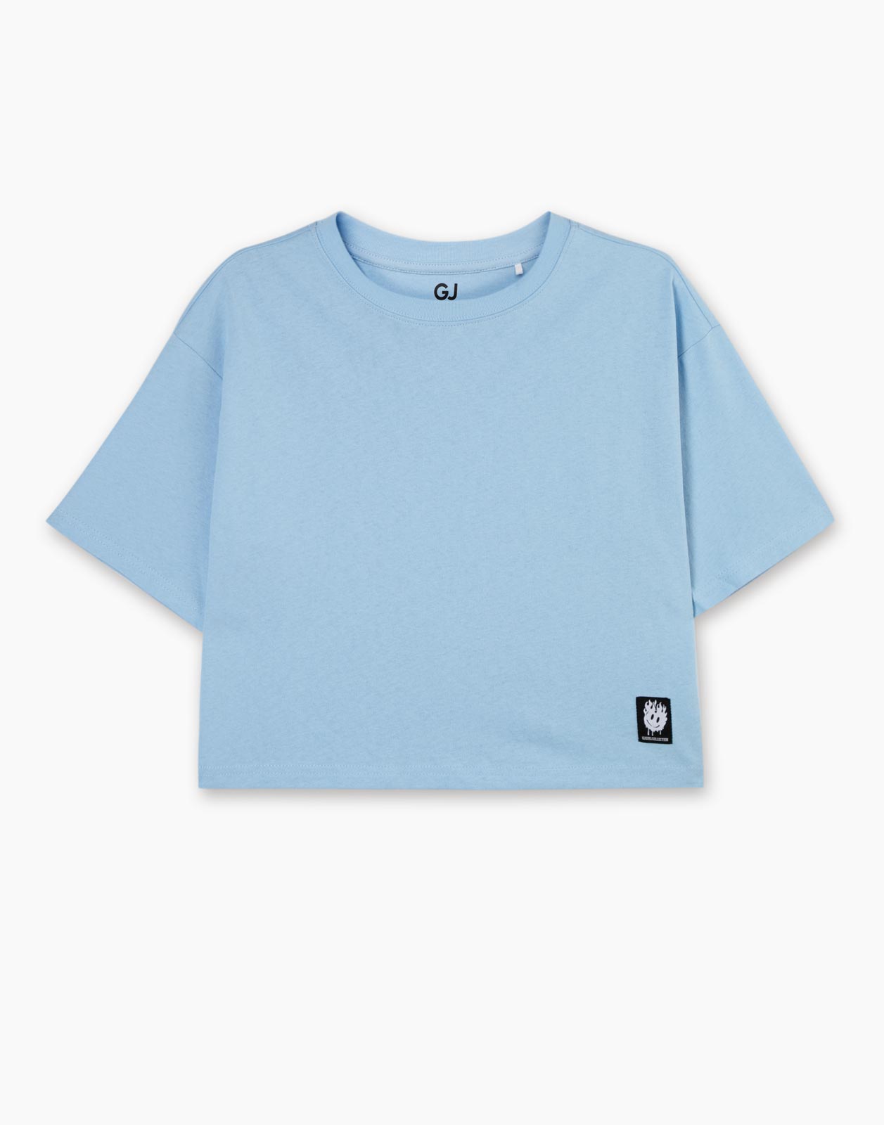 Голубая укороченная футболка Oversize для девочки 12-14л/158-164