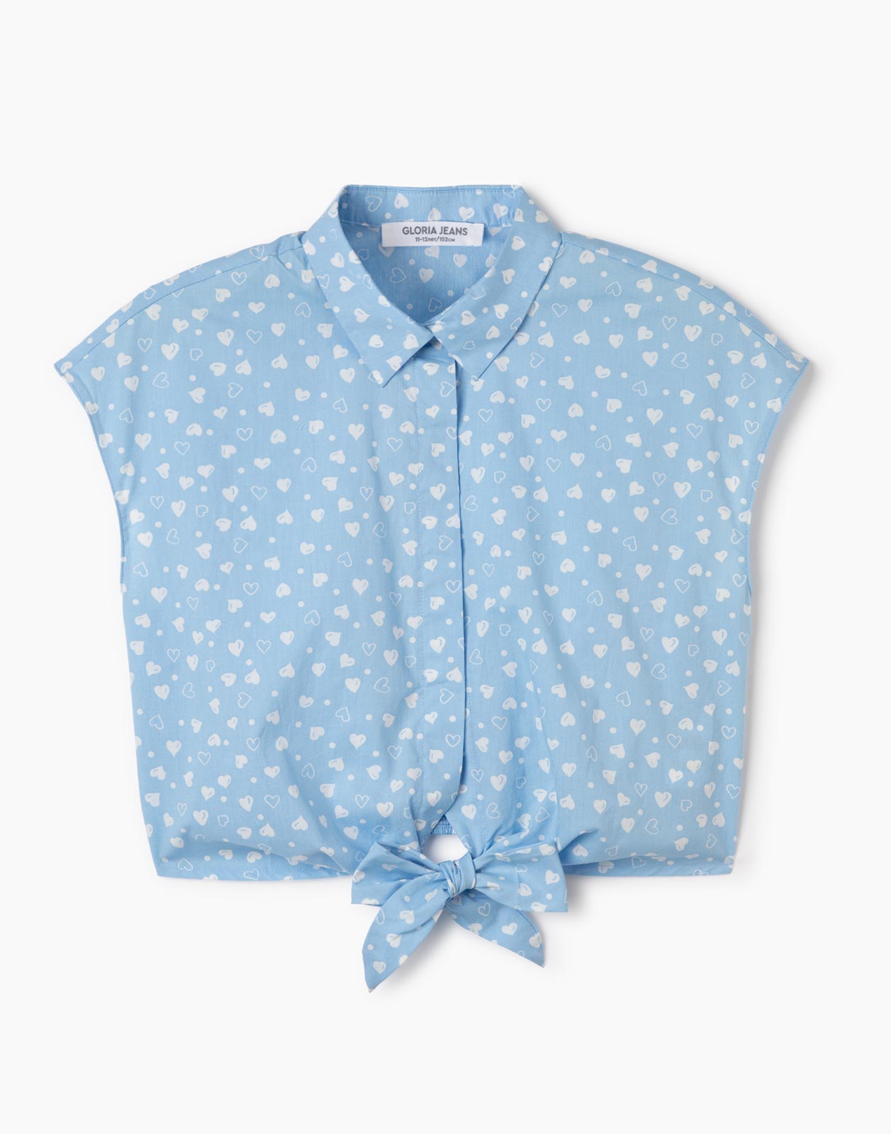 Голубая укороченная блузка с завязками для девочки 7-8л/128 (32)