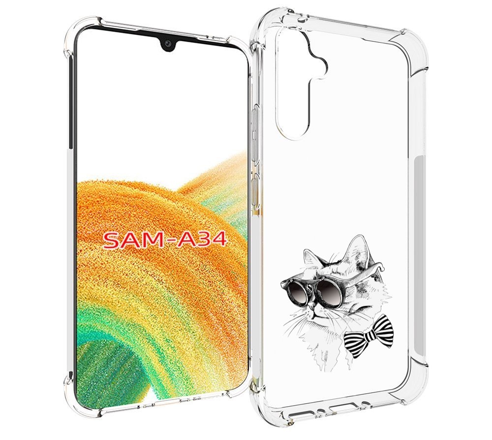 

Чехол MyPads крутая кошка в очках для Samsung Galaxy A34, Tocco