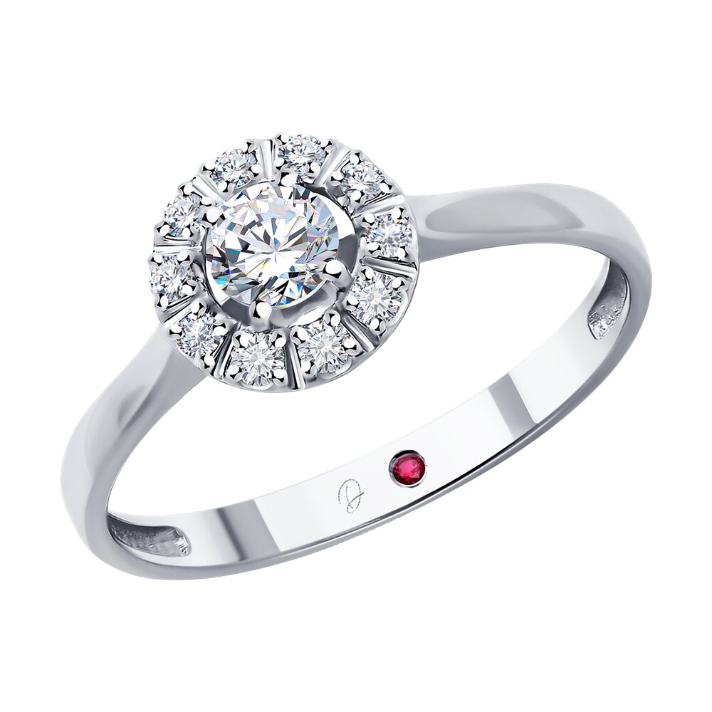 

Кольцо из золота р.  Diamant 52-210-02501-1, бриллиант искусственный/рубин, 52-210-02501-1