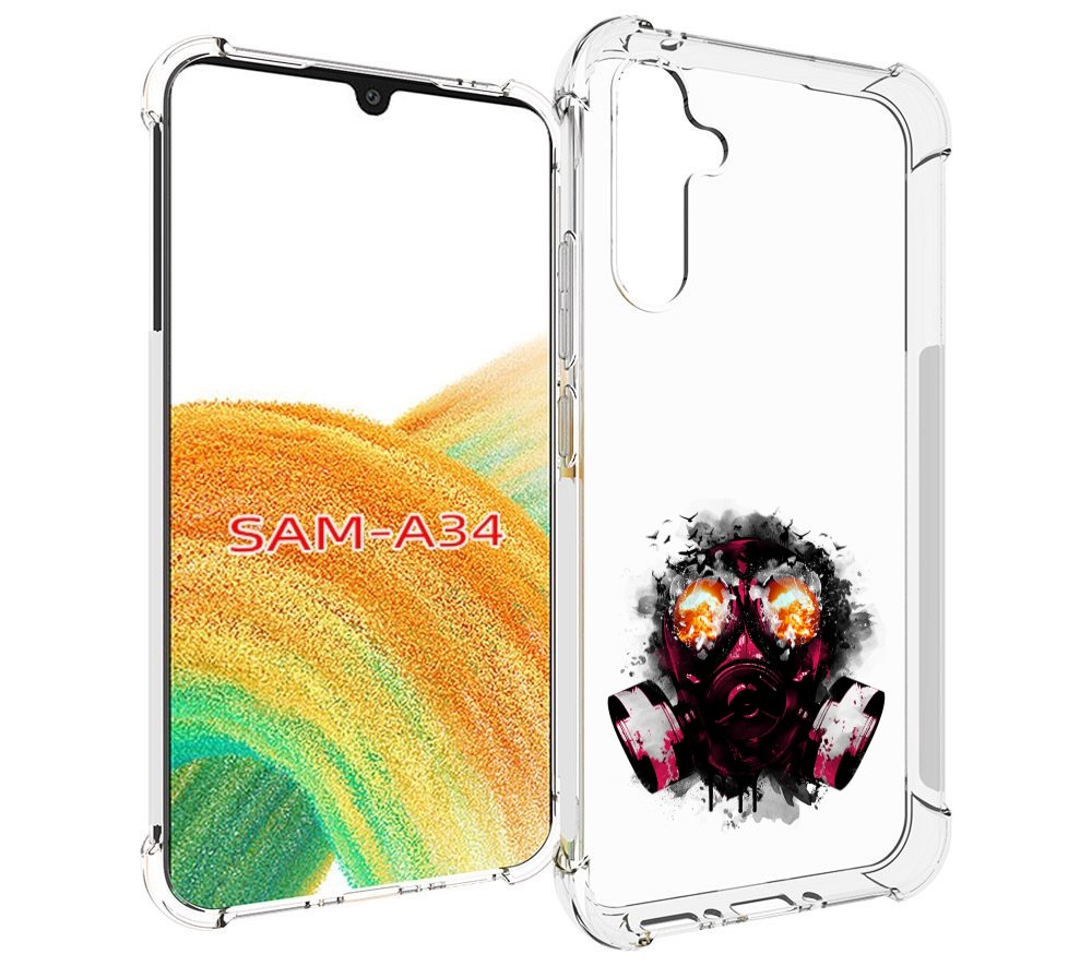 

Чехол MyPads красный противогаз для Samsung Galaxy A34, Tocco