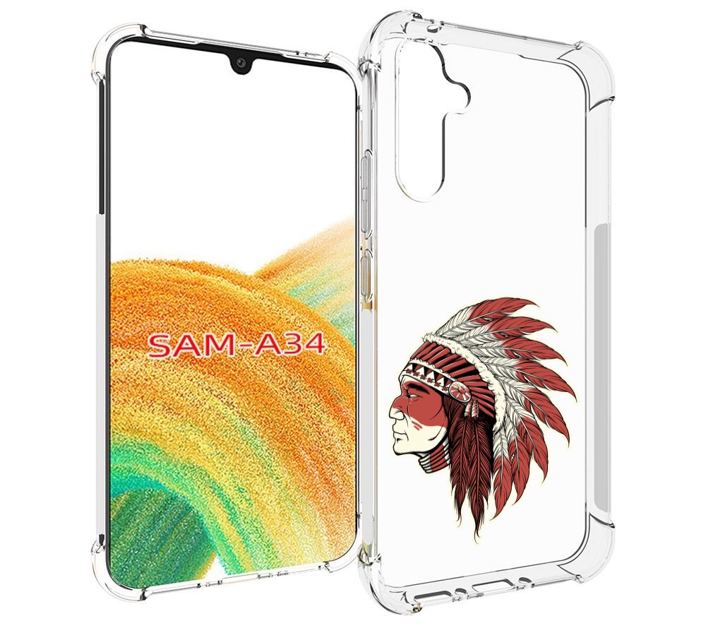 

Чехол MyPads красный индеец для Samsung Galaxy A34, Tocco