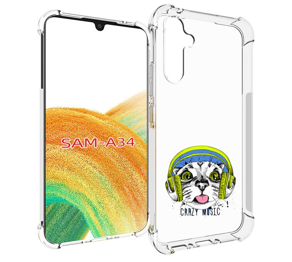 

Чехол MyPads кошка в наушниках рисунок для Samsung Galaxy A34, Tocco