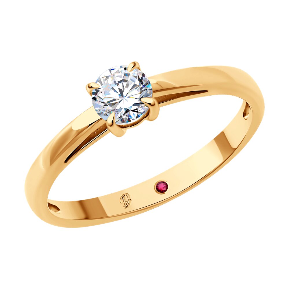 

Кольцо из золота р. 18 Diamant 51-210-02319-1, бриллиант искусственный/рубин, 51-210-02319-1