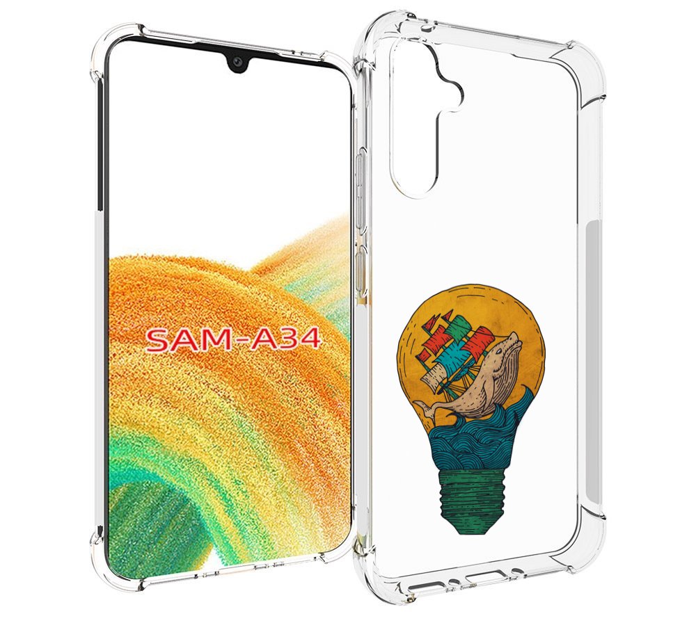 

Чехол MyPads кит в лампочке с парусами для Samsung Galaxy A34, Tocco