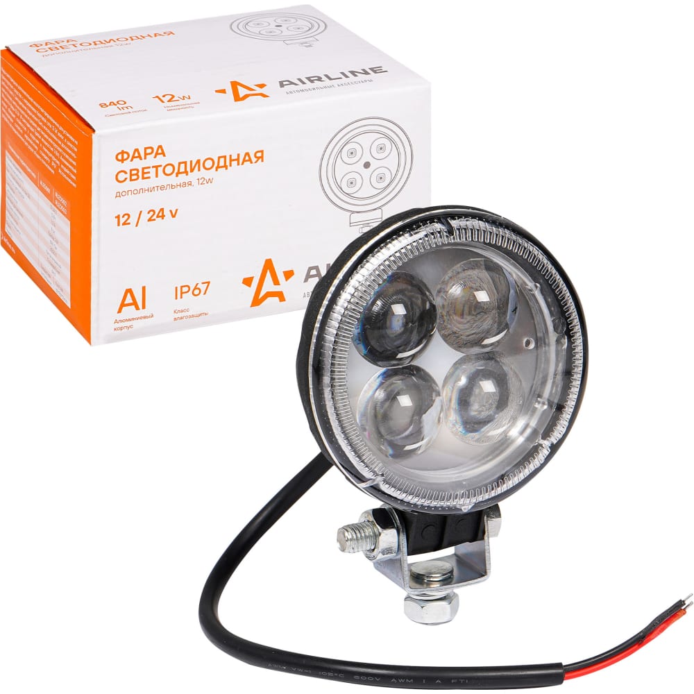 

Airline Фара светодиодная круглая, 4 LED направленный свет, 12W (83х83х51) 12/24V ALED003