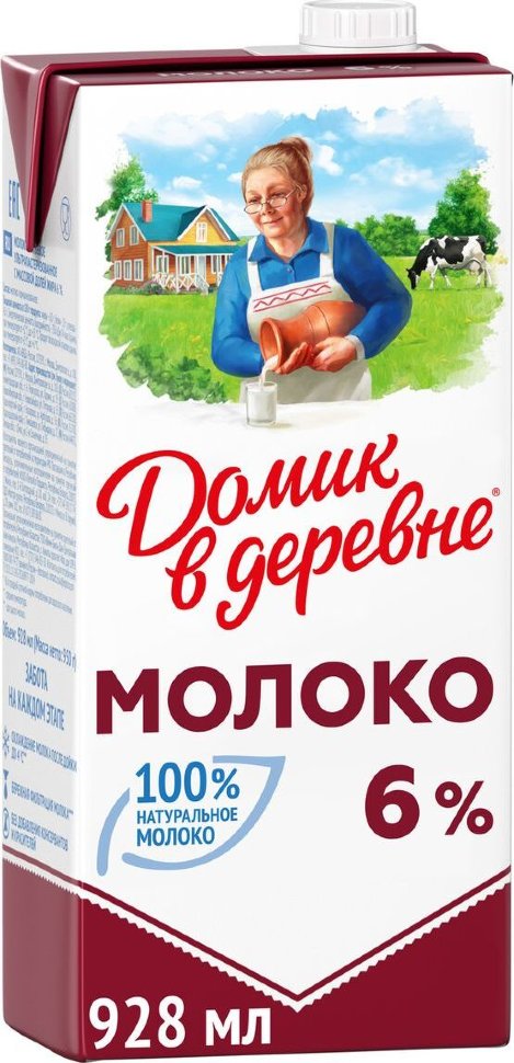 фото Молоко домик в деревне ультрапастеризованное 6%, 12 шт х 0,95 л
