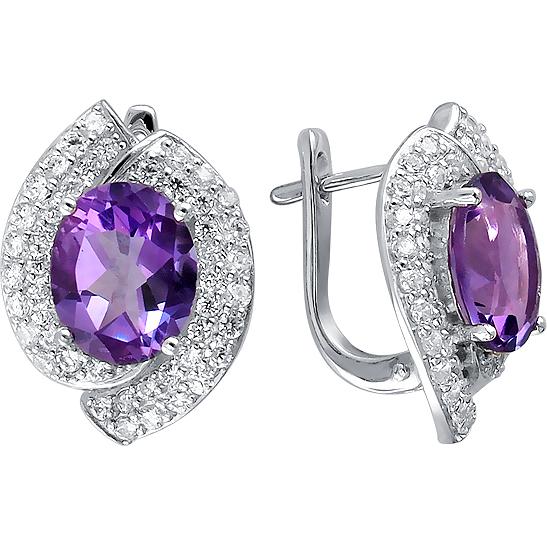 

Серьги женские из серебра Эстет Г11С351122AM, аметист/фианит
