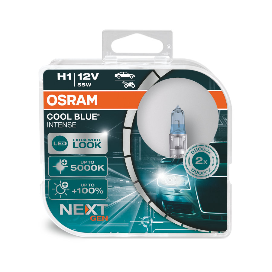 фото Osram автолампа h1 (55w 12v) cool blue intense (duobox) 2шт 64150cbn-hcb