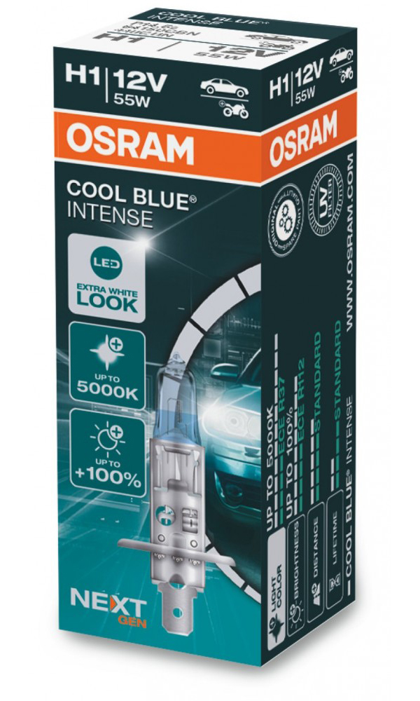 фото Лампа h1 55w 12vp14.5s cool blue intense (next generation)(компл.2шт.) osram 64150cbnhcb