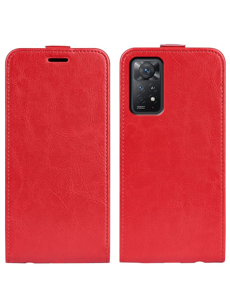 

Brodef Flip вертикальный эко кожаный чехол книжка Xiaomi Redmi Note 11 Pro Черный
