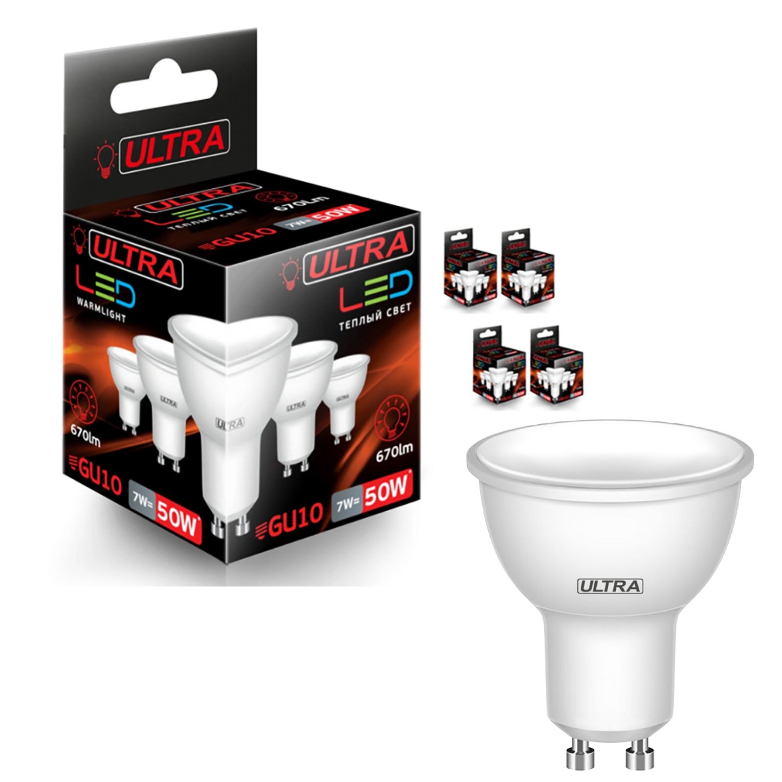 фото Светодиодная лампочка ultra led gu 10 7w 3000k - led лампа gu 10