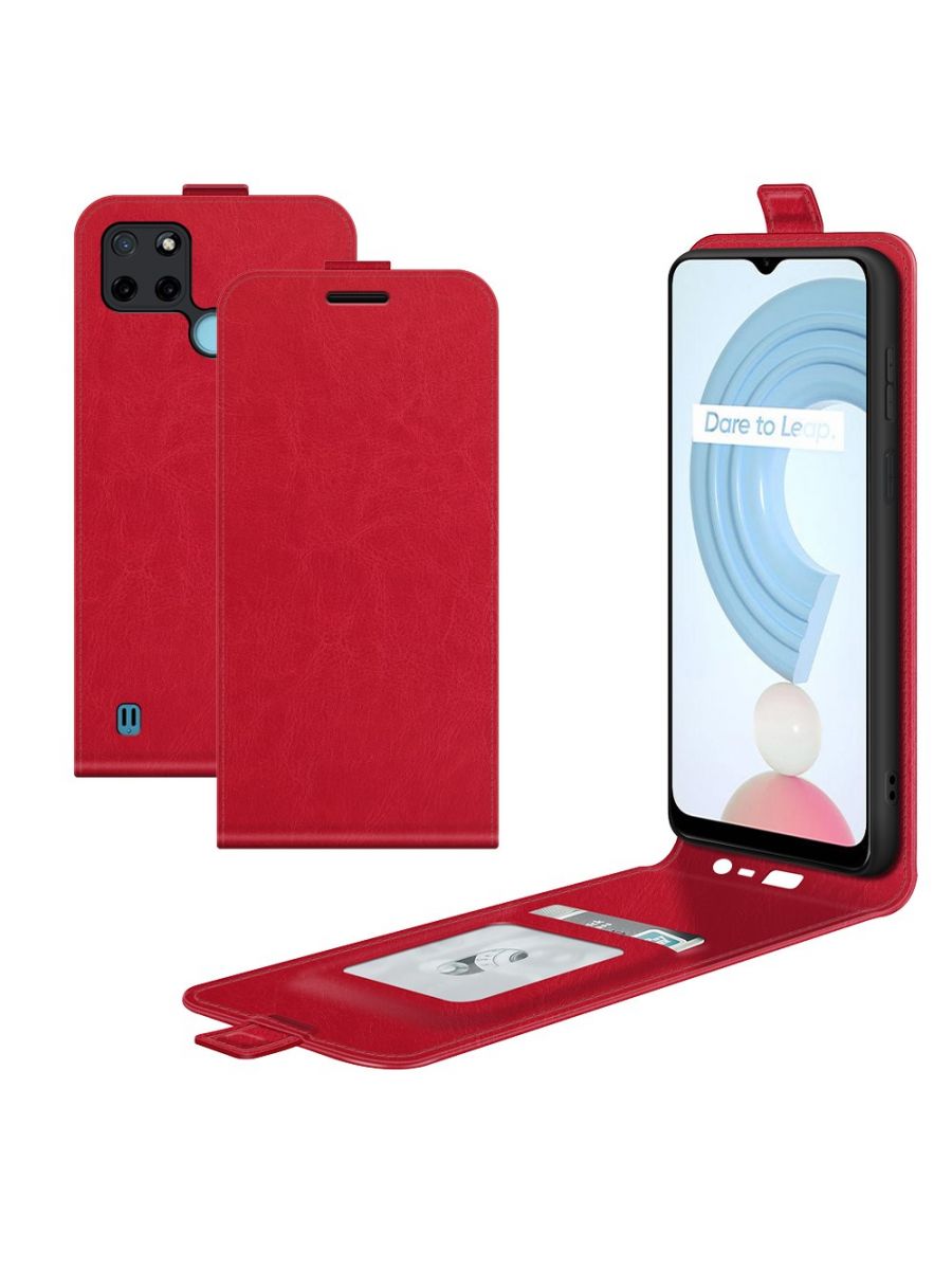 

Brodef Flip вертикальный эко кожаный чехол книжка Realme C21Y Черный
