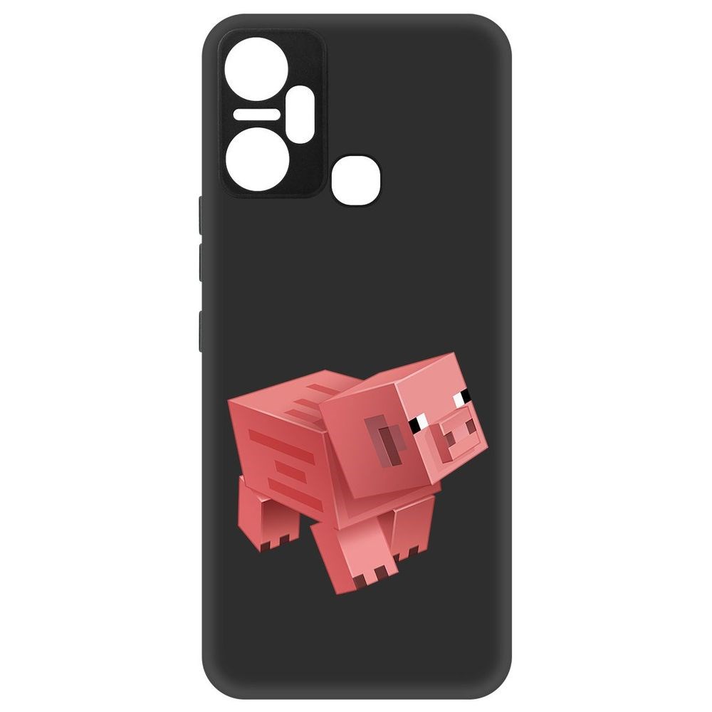 

Чехол-накладка Софт Minecraft-Свинка для Infinix Smart 6 Plus, Черный