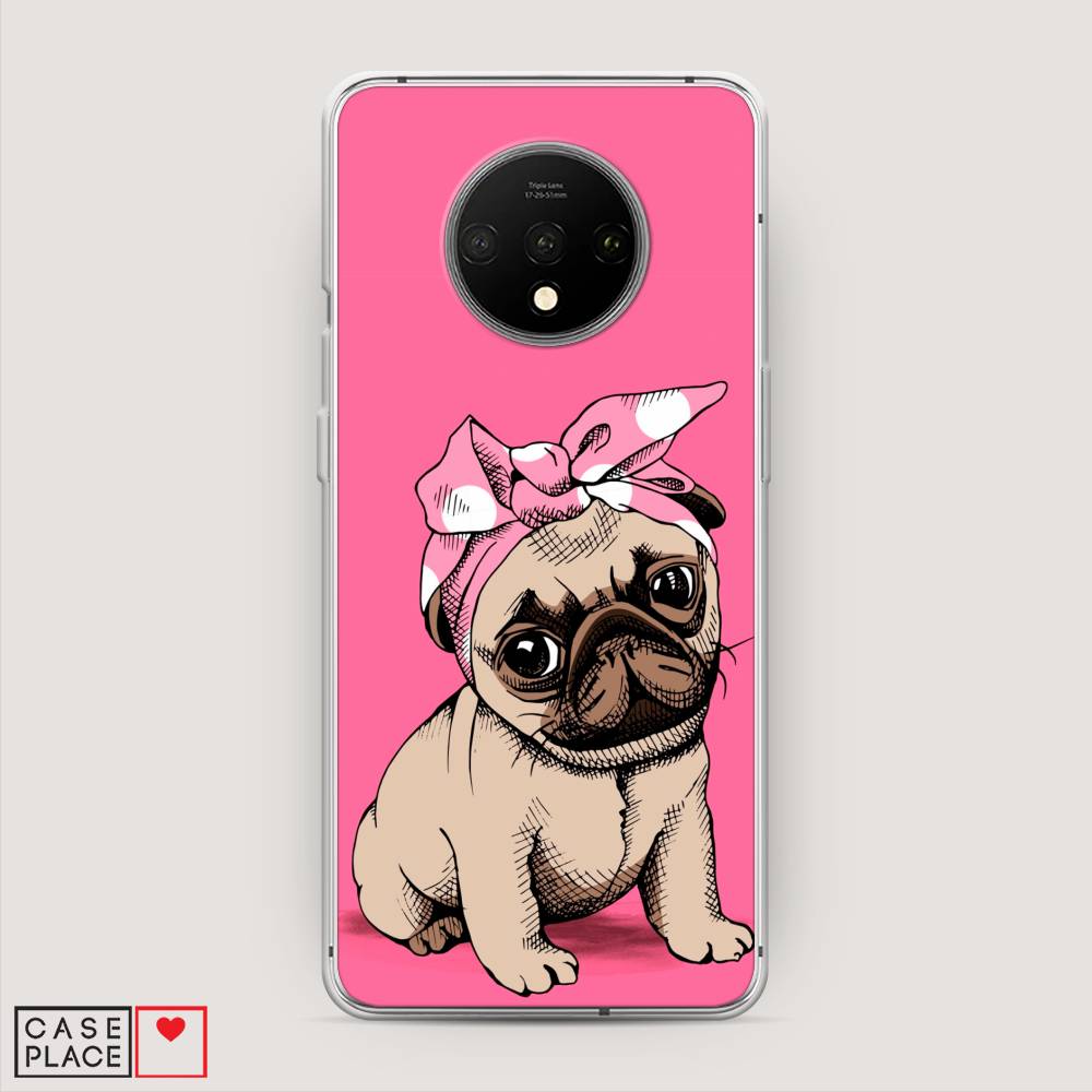 

Чехол Awog на OnePlus 7T / ВанПлас 7T "Dog Pin-Up", Розовый;бежевый, 150950-2
