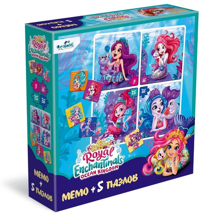 

Игровой набор Мемо + 5 пазлов «Энчантималс»
