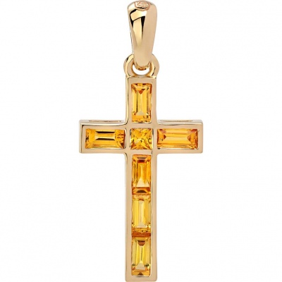 Кулон из желтого золота с сапфиром Эстет 01Р531090-3