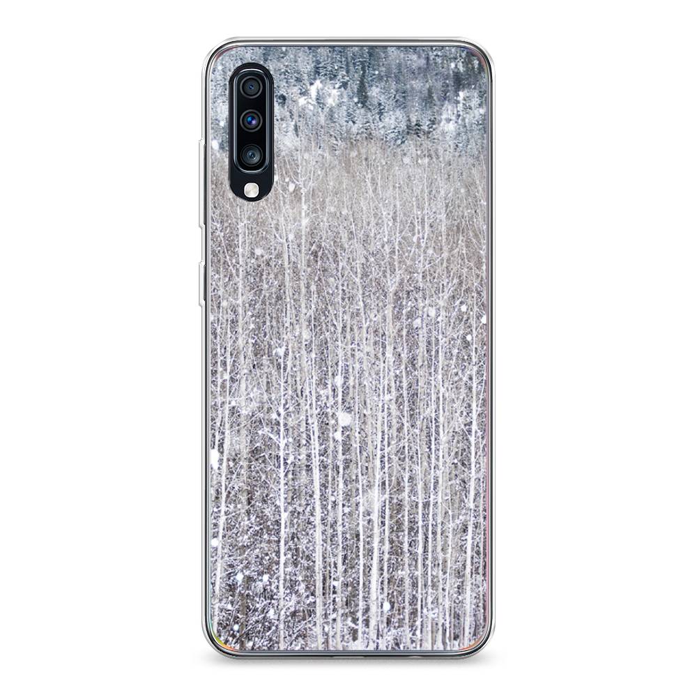 

Чехол на Samsung Galaxy A70 "Снежный лес", Бежевый;серый;белый, 28150-5
