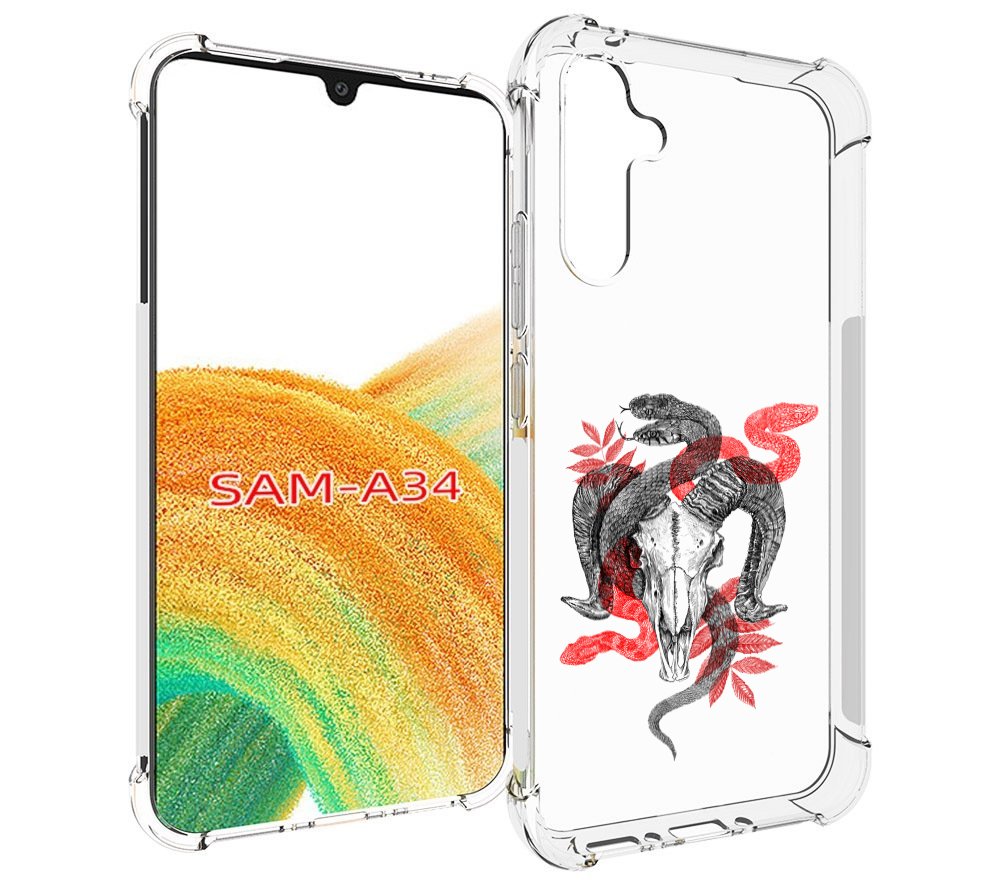 

Чехол MyPads змея в черепе рисунок для Samsung Galaxy A34, Tocco