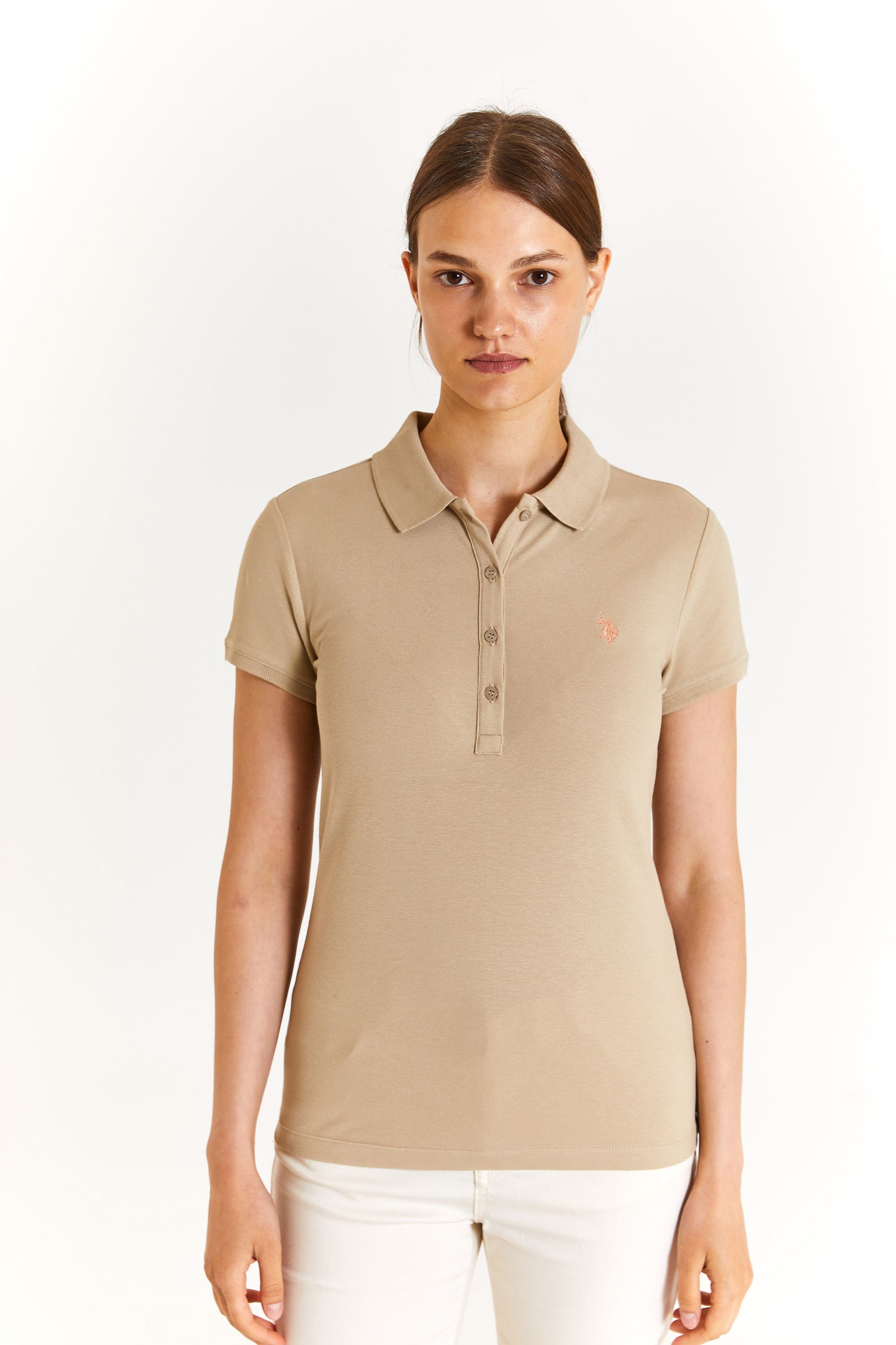 

Футболка женская US Polo Assn G082GL0110GTP-IY24 бежевая M, Бежевый, G082GL0110GTP-IY24