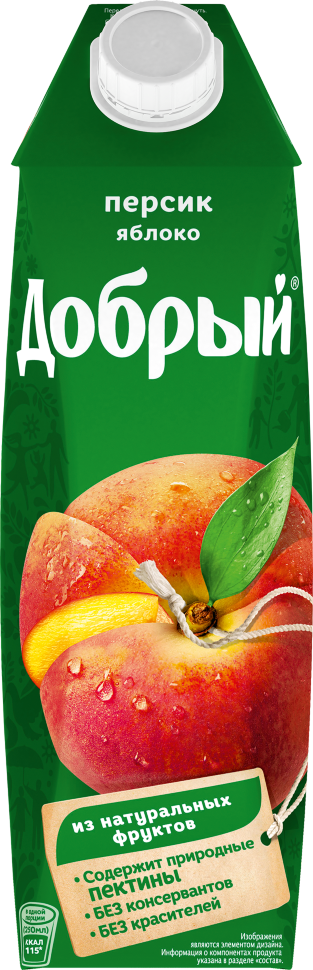 Нектар Добрый Персик-яблоко, 12 шт х1 л