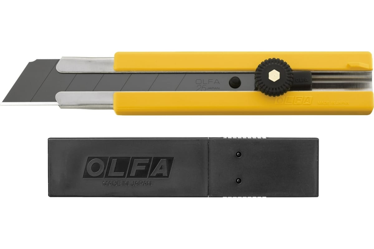 Нож с выдвижным лезвием OLFA в комплекте с лезвиями 5 шт, 25мм