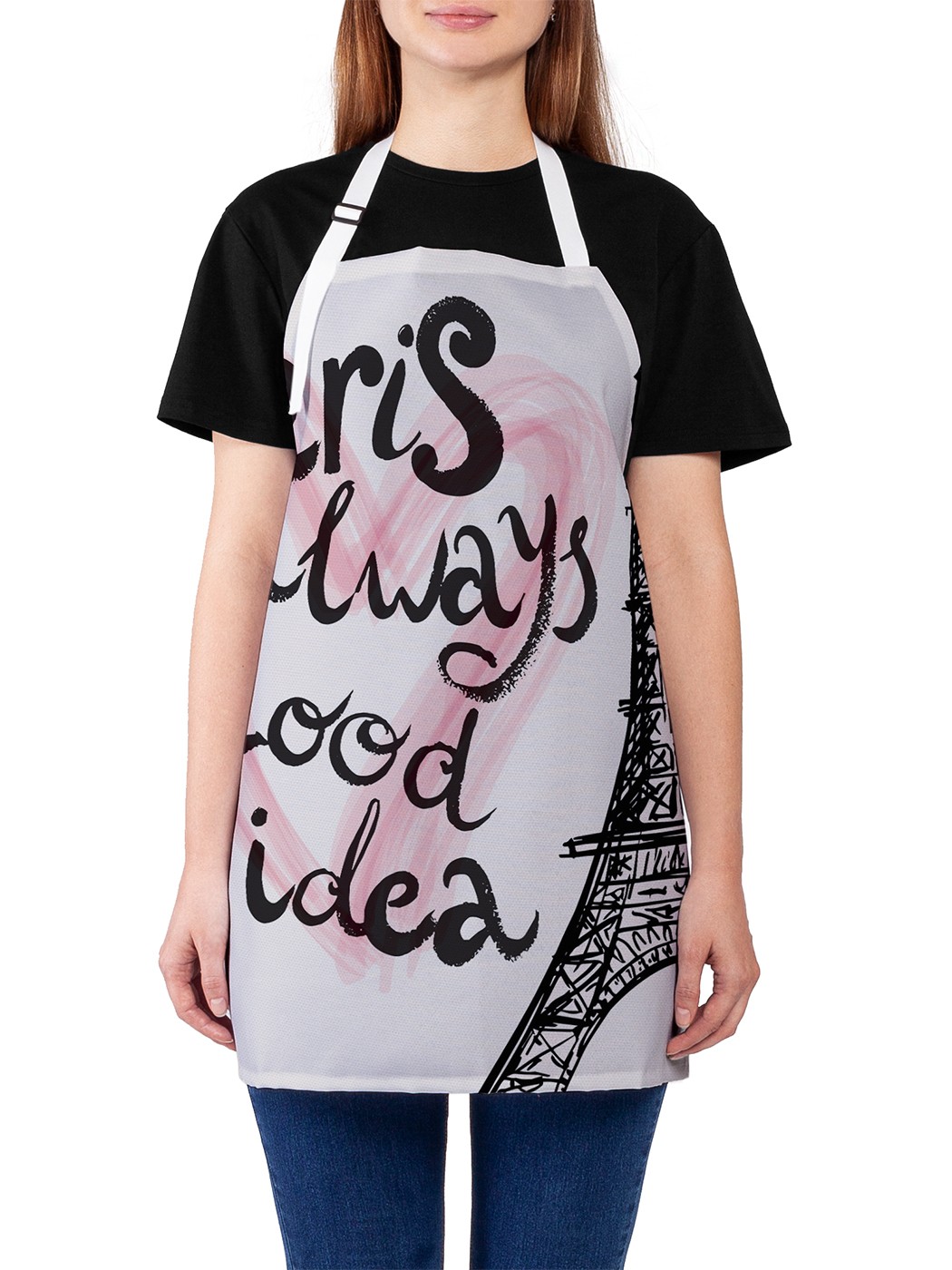 

Фартук женский JoyArty для готовки "Париж -всегда хорошая идея", универсальный размер, Бежевый