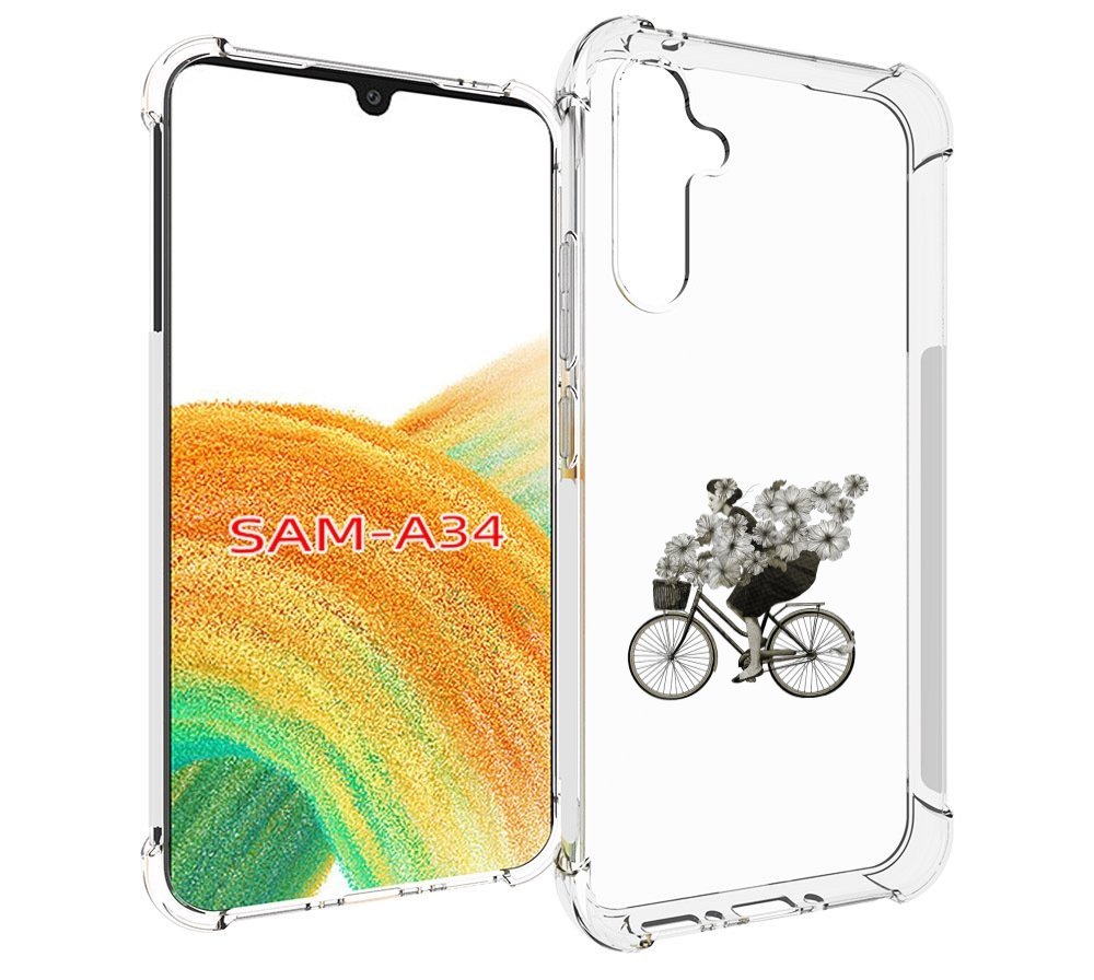 

Чехол MyPads девушка на велосипеде с цветами для Samsung Galaxy A34, Tocco