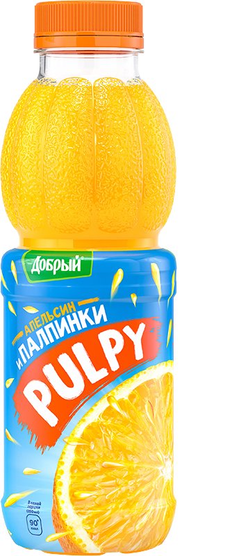 Напиток сокосодержащий Pulpy Апельсин, 12 шт х 0,45 л