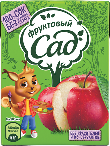 

Сок Фруктовый сад Яблоко с мякотью без сахара,27 шт х 0,2 л