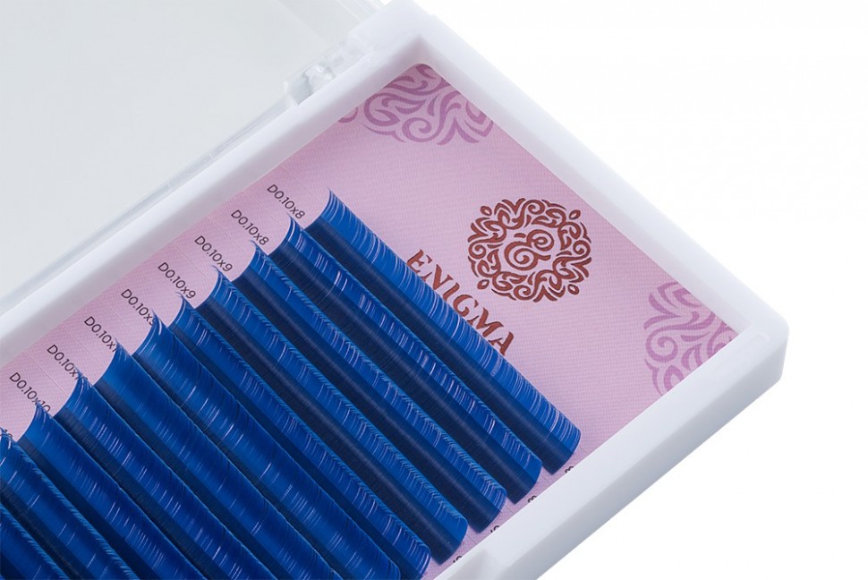 

Цветные ресницы ENIGMA Blue микс 6 линий C 0.1 7-12, Синий