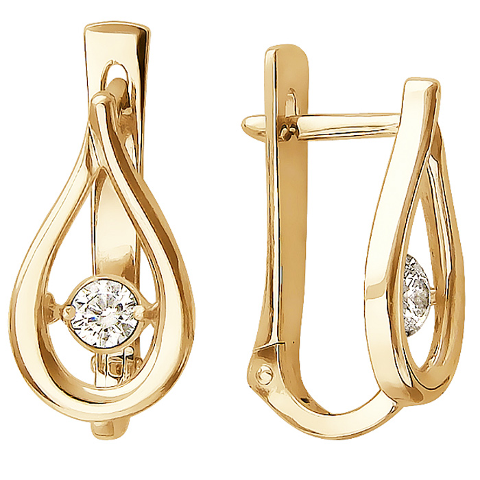 

Серьги женские из золота Эстет 01С117958, фианит, 01С117958