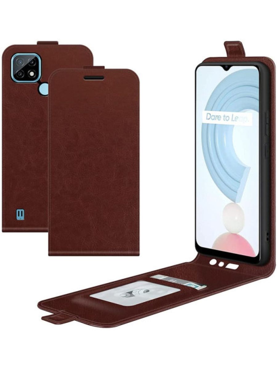 

Brodef Flip вертикальный эко кожаный чехол книжка Realme C21 Красный
