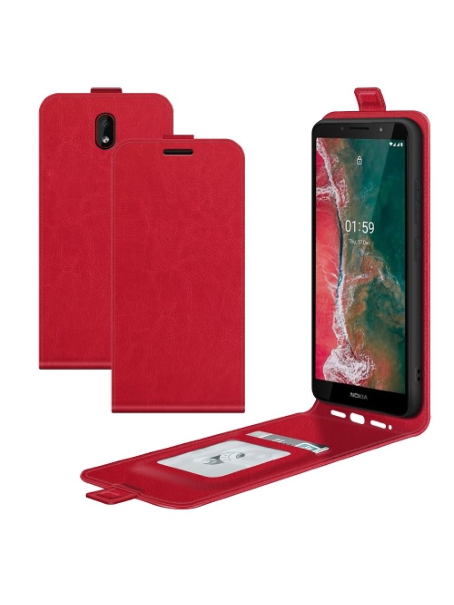 

Brodef Flip вертикальный эко кожаный чехол книжка Nokia C1 Plus Черный
