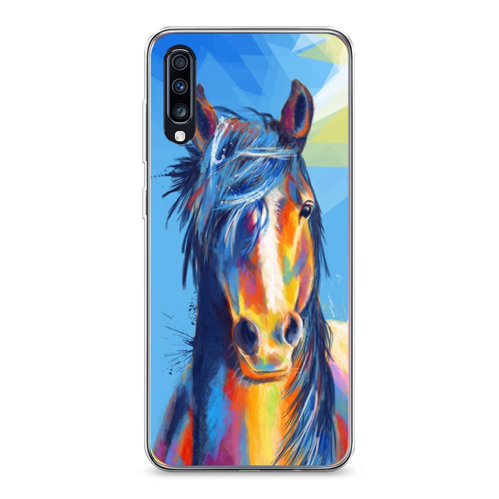 

Чехол на Samsung Galaxy A70 "Лошадь арт 3", Голубой;желтый;синий, 28150-1