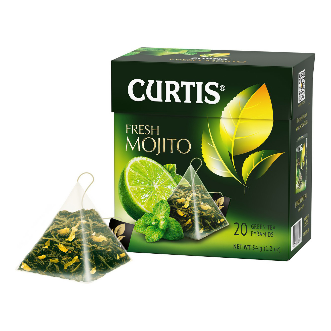 

Чай зеленый Curtis Fresh Mojito в пирамидках 1,8 г х 20 шт