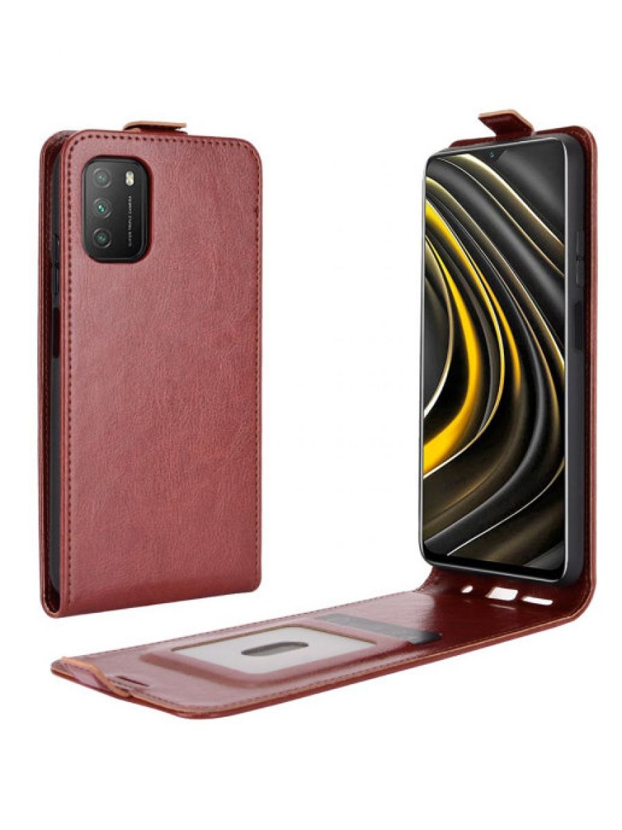 

Brodef Flip вертикальный эко кожаный чехол книжка Poco M3 красный