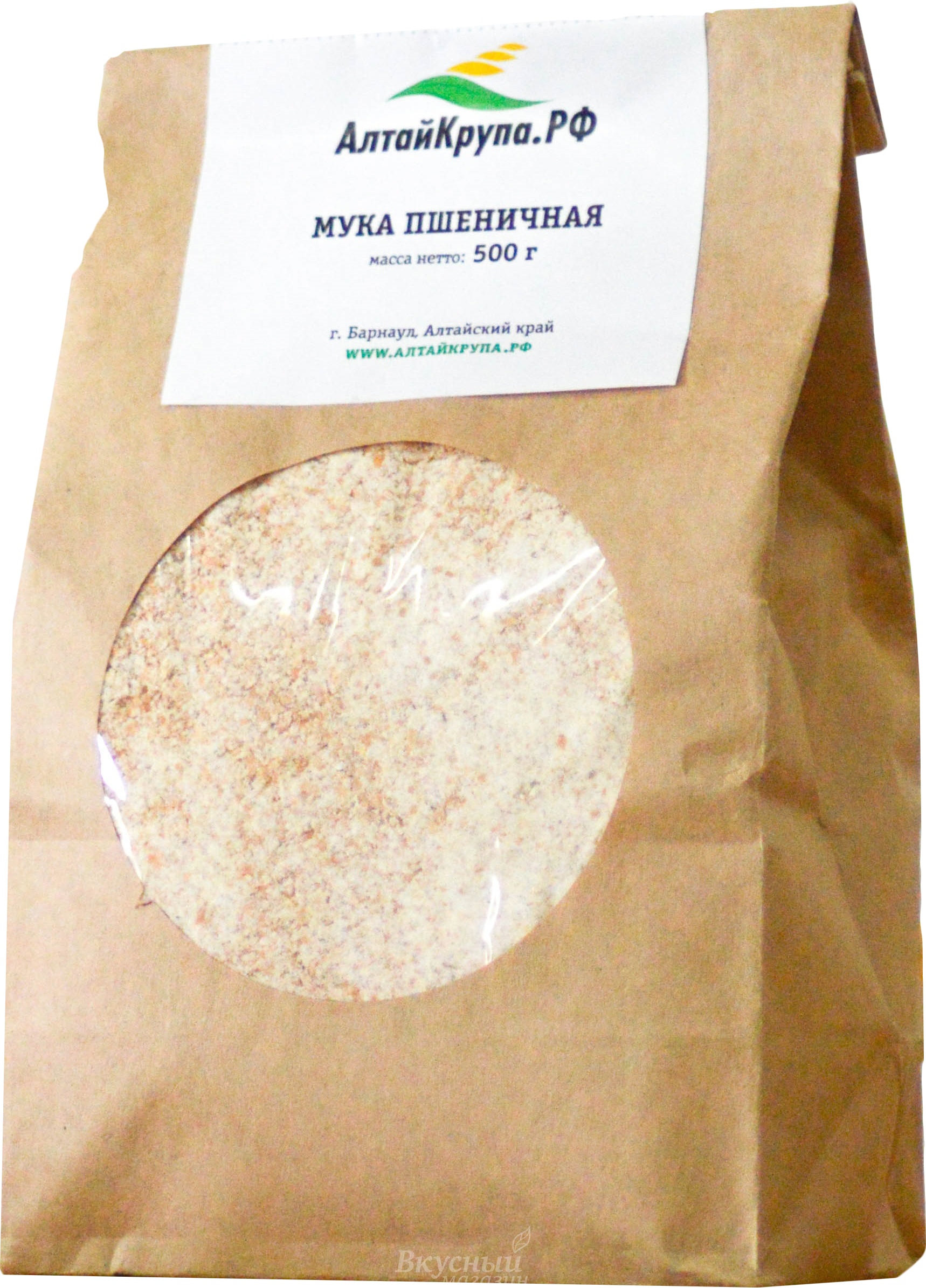 

Мука пшеничная цельнозерновая АлтайКрупа, 500 гр.