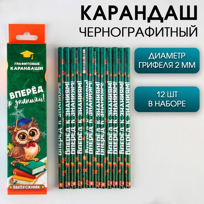 

Карандаш чернографитный HB Вперед к знаниям! , диаметр грифеля 2мм, 12 штук. (12 шт)