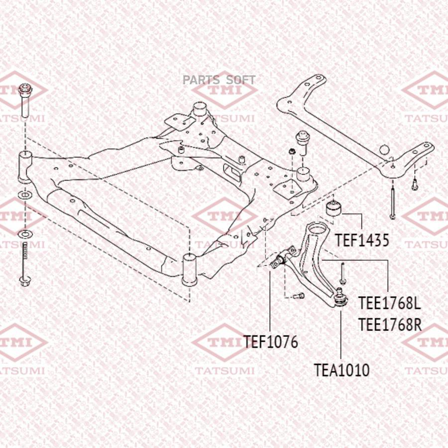 

Сайлентблок рычага NISSAN QASHQAI 06- перед.подв.задн. Tatsumi TEF1435
