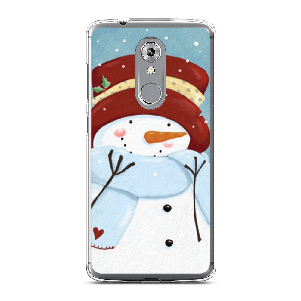 

Чехол на ZTE Axon 7 "Застенчивый снеговик", Голубой;белый;красный, 131450-5