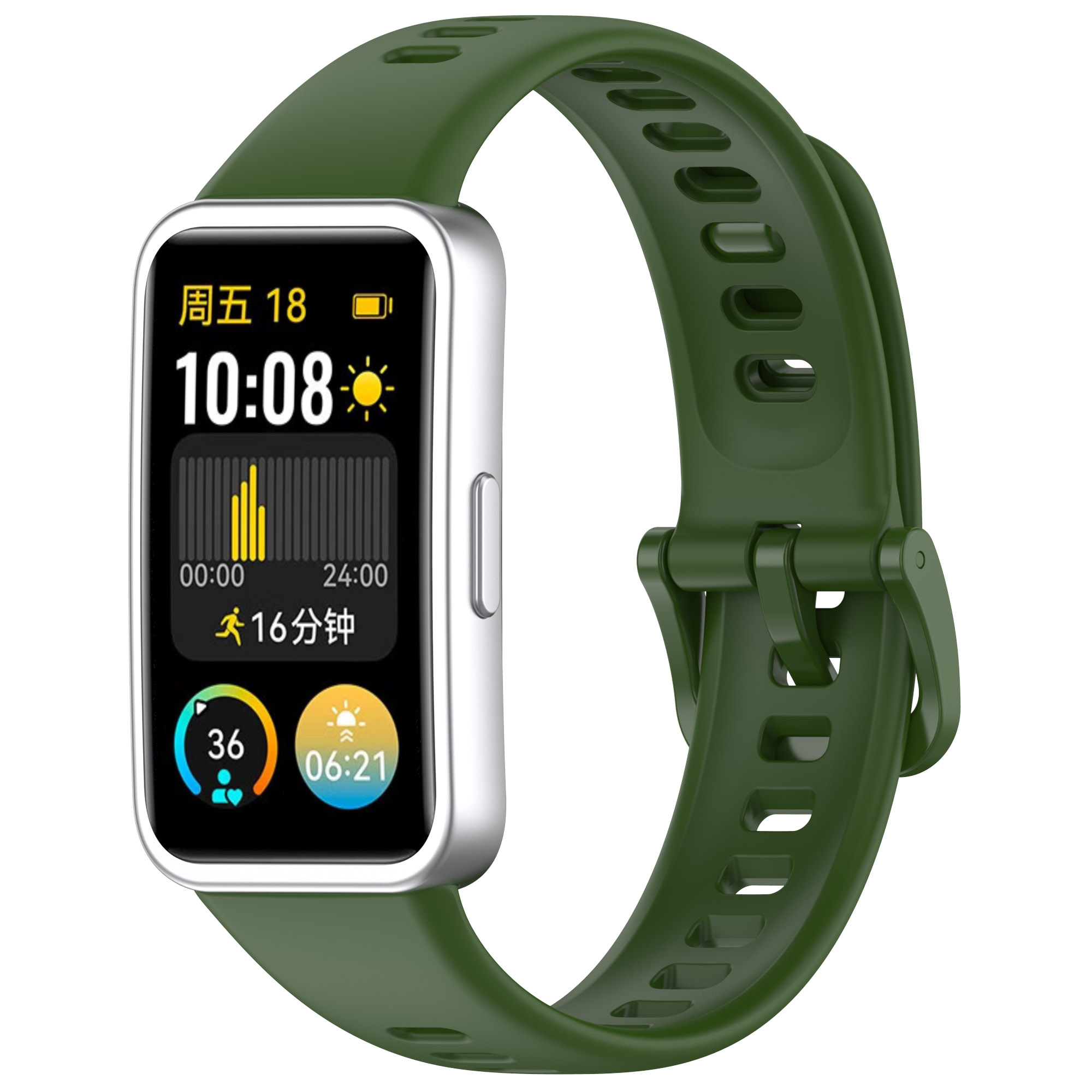 

Силиконовый ремешок для Huawei Band 8/9, с клипсой, зеленый, Huawei Band 8/9