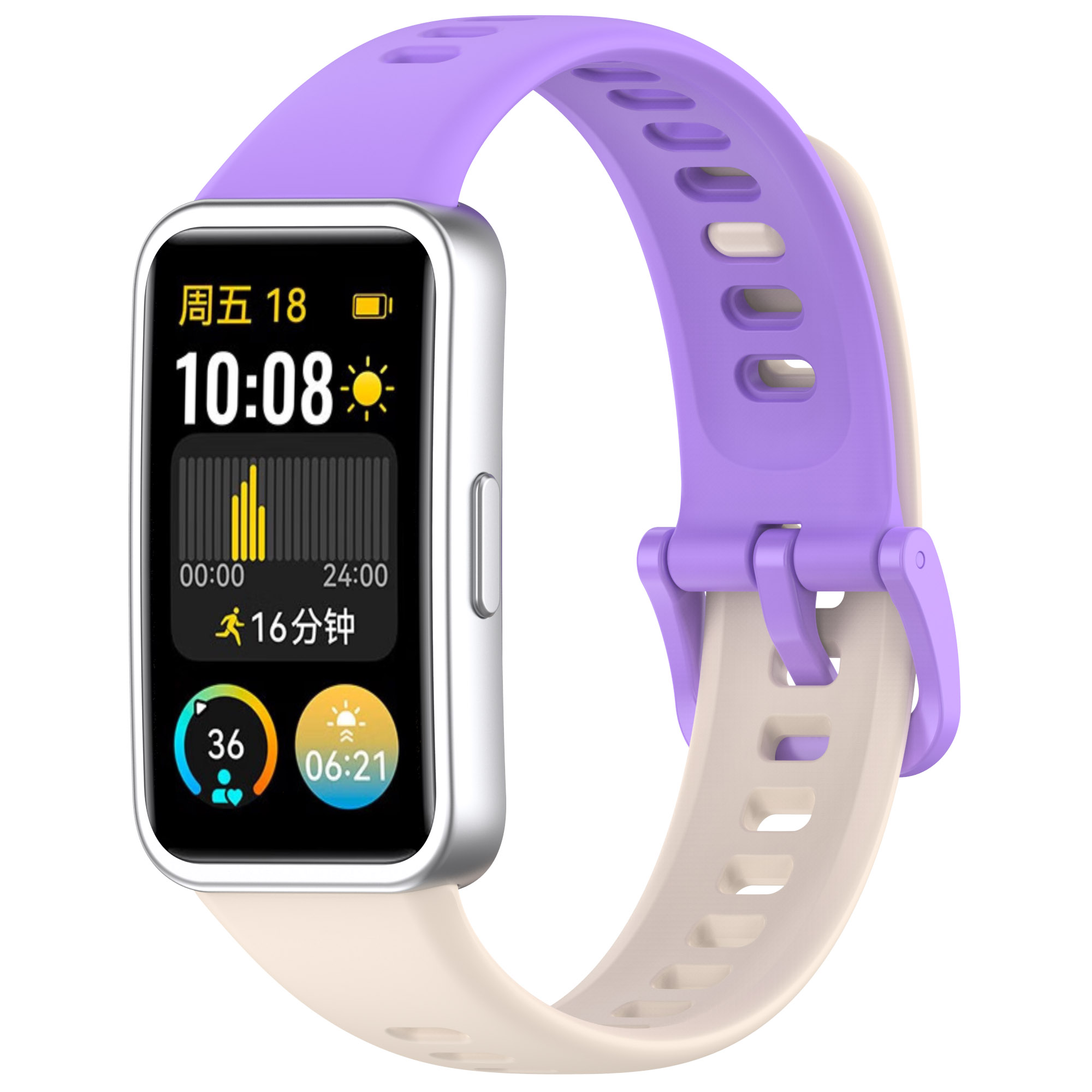 

Силиконовый ремешок для Huawei Band 8/9, с клипсой, лунно-фиолетовый, Бежевый;фиолетовый, Huawei Band 8/9