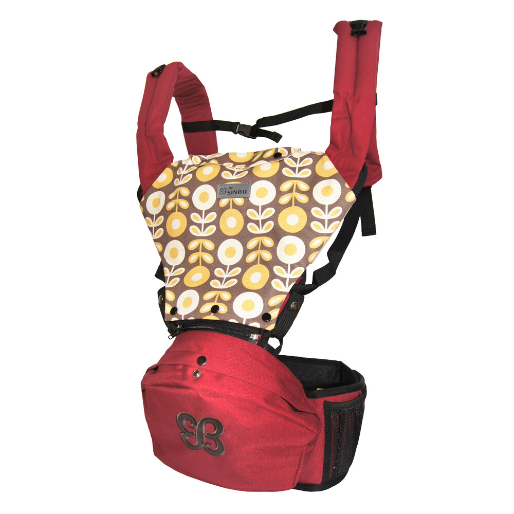 фото Хипсит-рюкзак sinbii deluxe с карманом под сиденьем 2608 + double set/бордовый