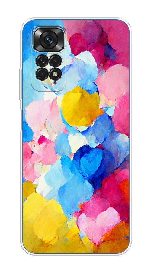 

Чехол на Xiaomi Redmi Note 11 4G Global "Яркие пятна", Синий;голубой;желтый;розовый, 312850-1