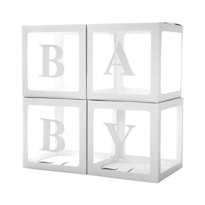 Дон Баллон Набор коробок для воздушных шаров Baby, белый, 30x30x30 см, в упаковке 4 шт. 61