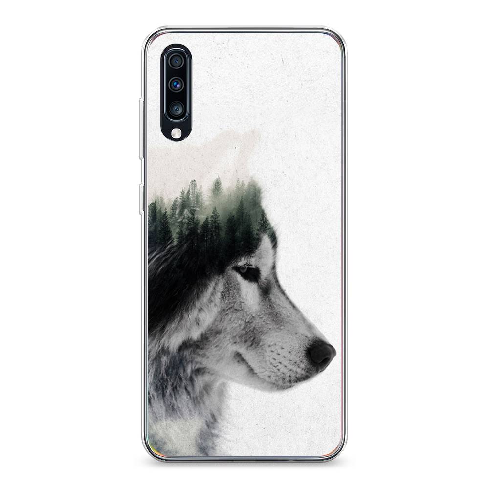 

Чехол на Samsung Galaxy A70 "Волк лес", Серый;белый, 28150-1